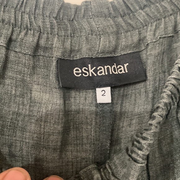 Eskandar Linen Trousers Wide Leg Cropped - Picture 3 of 5